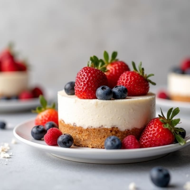 Greek Yogurt Protein Cheesecake with Fresh Berries