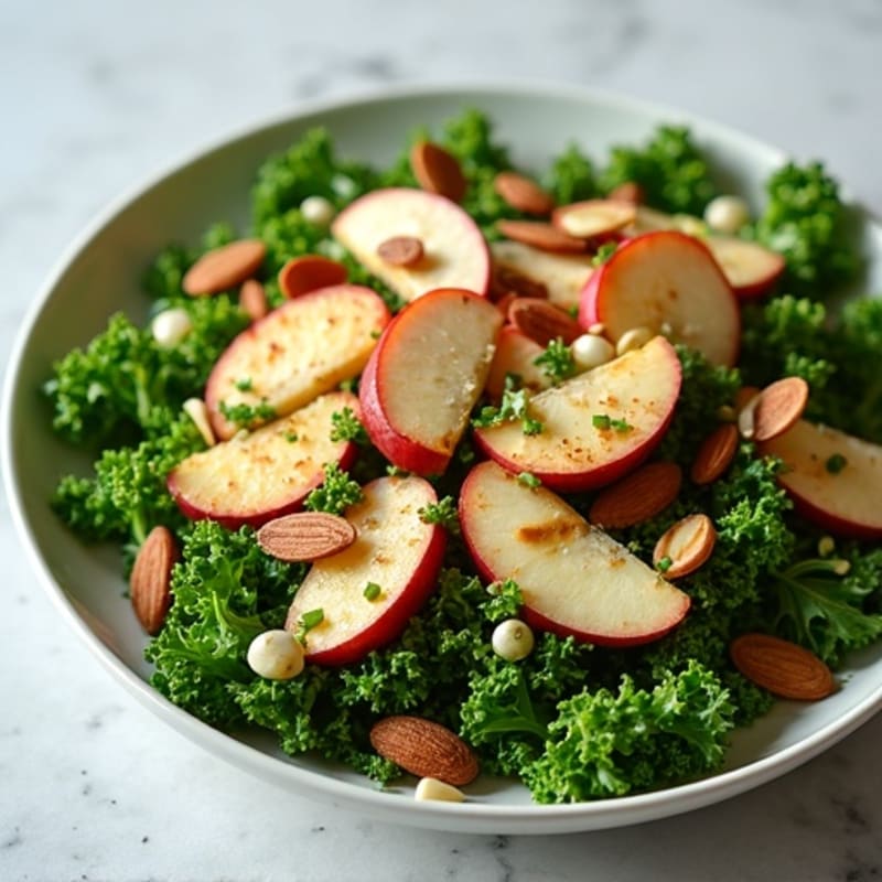 Fresh Kale Salad with Crisp Apples and Crunchy Nuts