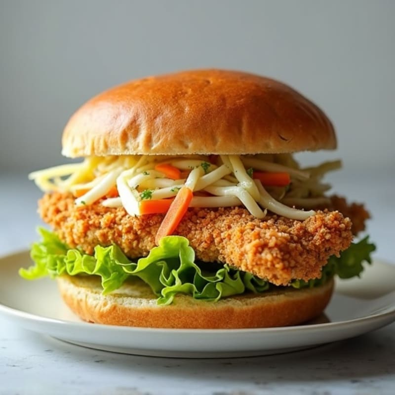 Crispy Baked Chicken Sandwich with Fresh Slaw