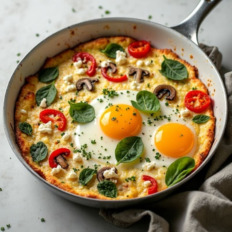 Fluffy Egg Frittata with Roasted Vegetables and Fresh Herbs