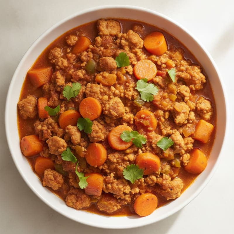 Turkey Picadillo with Sweet Potatoes and Carrots