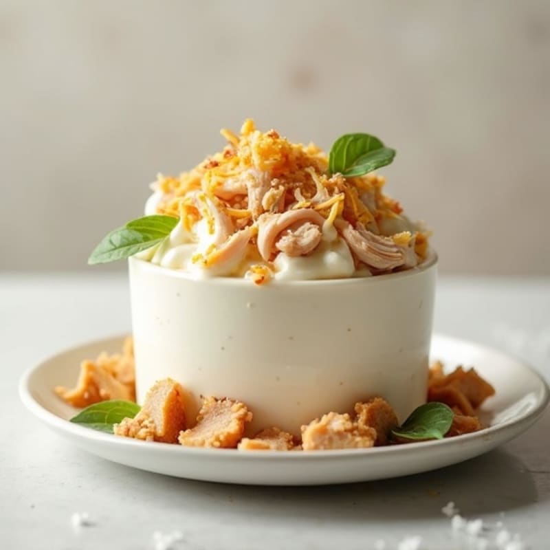 High-Protein Greek Yogurt Mousse with Shredded Chicken