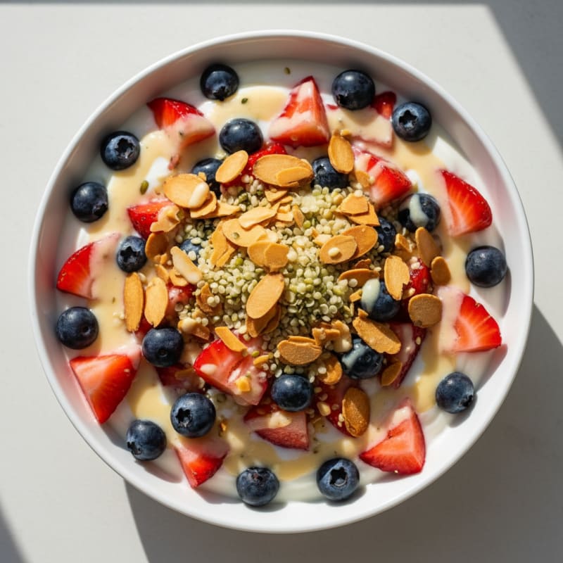 Creamy Greek Yogurt with Mixed Berries and Protein Crunch