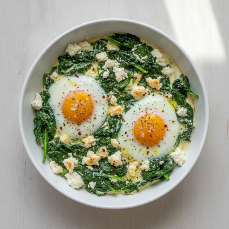 Baked Eggs with Spinach and Feta