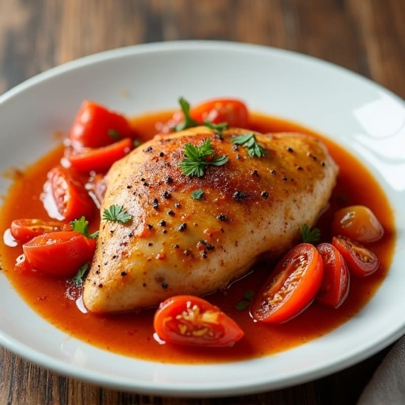 Braised Chicken with Bell Peppers and Savory Tomato Sauce