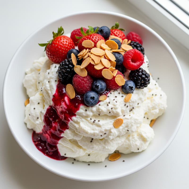 Greek Yogurt Protein Mousse with Mixed Berries