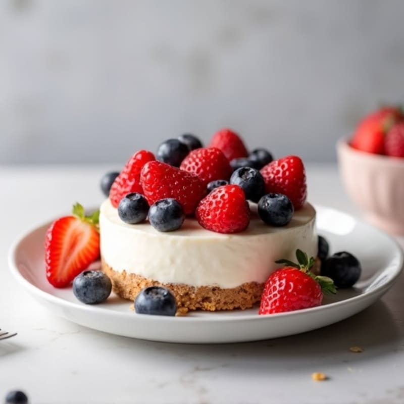 Greek Yogurt Protein Cheesecake with Fresh Berries