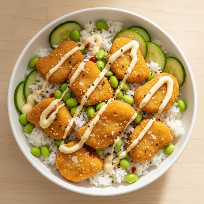 Crispy Chicken Nugget & Edamame Rice Bowl
