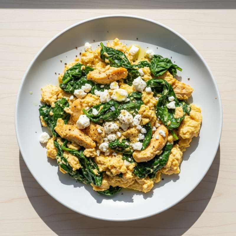 Creamy Spinach and Feta Scramble