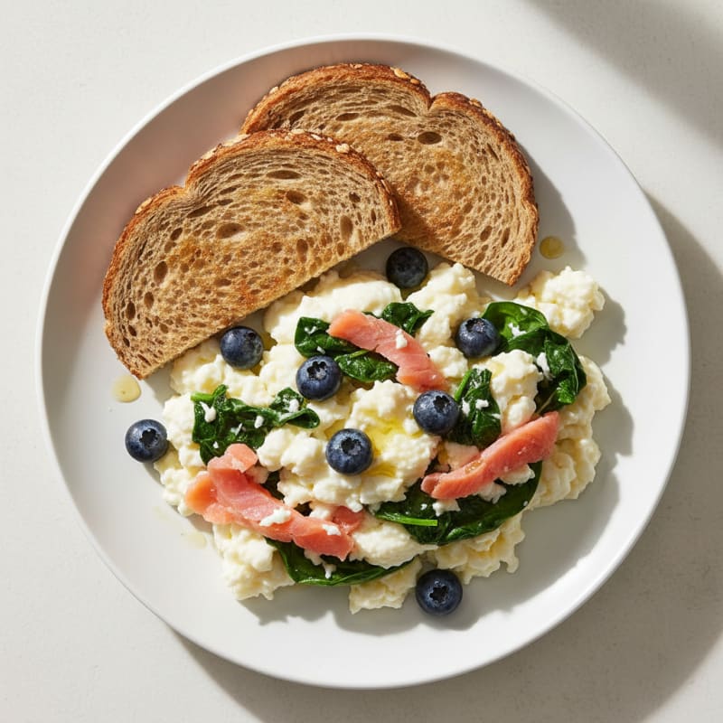 Egg White Scramble with Smoked Salmon and Spinach