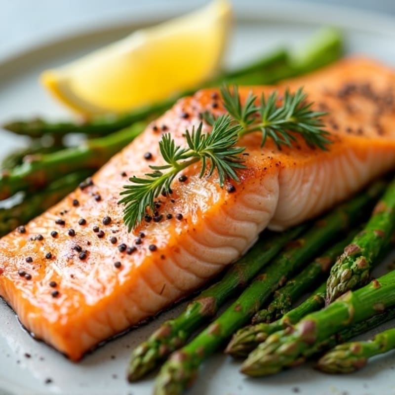 Lemon Herb Grilled Salmon with Roasted Asparagus
