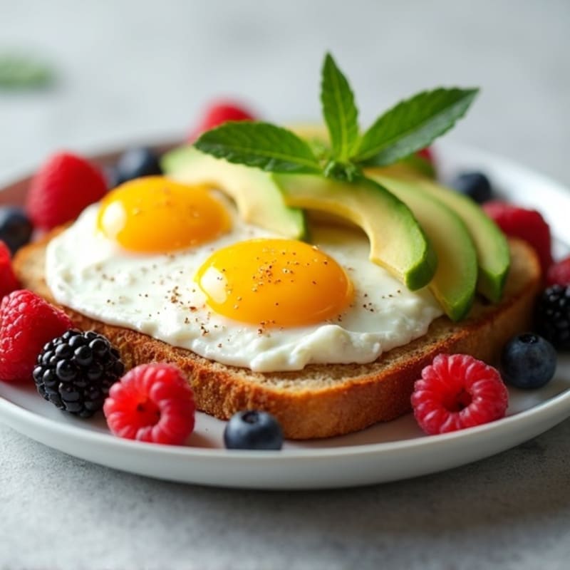 Cottage Cheese Avocado Toast with Egg Whites & Berry Side