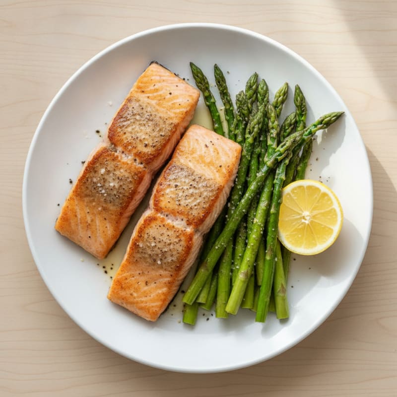 Pan-Seared Salmon with Roasted Asparagus