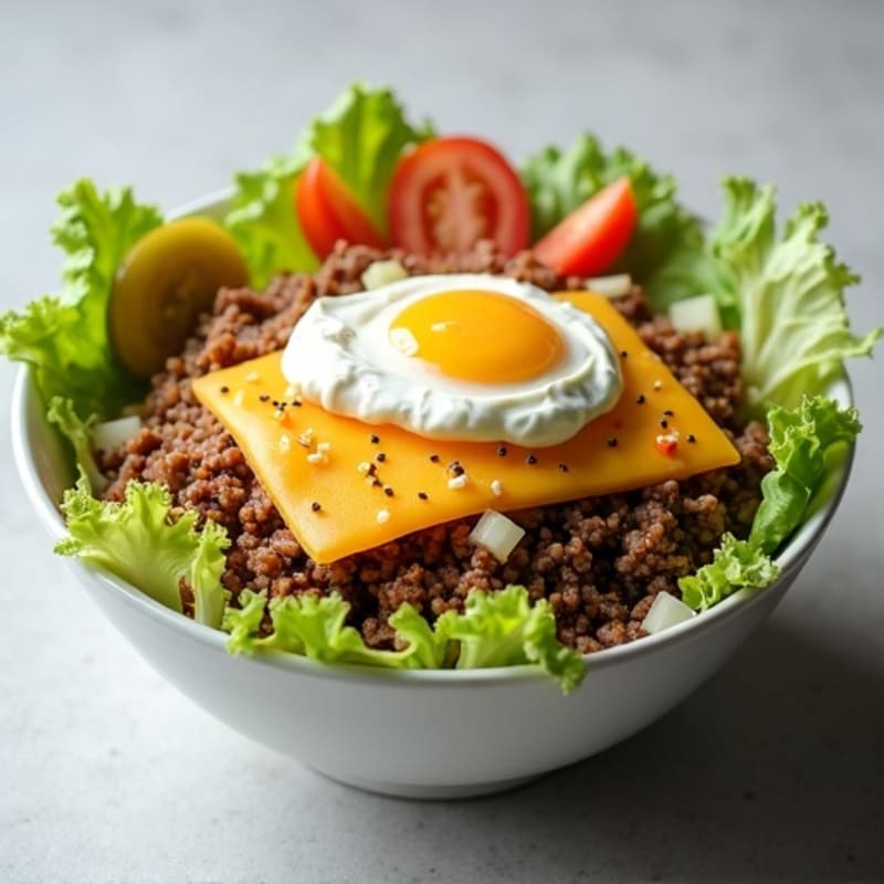 Healthy Lean Ground Beef Big Mac Bowl