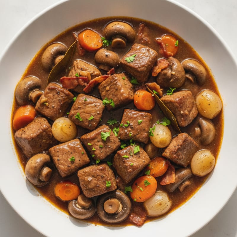 Classic Beef Bourguignon with Mushrooms