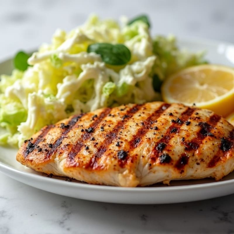 Grilled Chicken Breast with Crunchy Cabbage Slaw