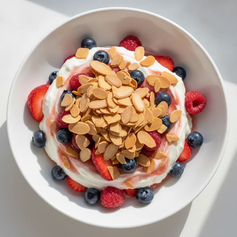 Greek Yogurt Protein Parfait with Berries and Almonds