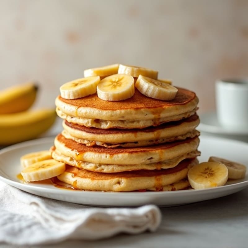 Fluffy Banana Protein Pancakes with Warm Caramelized Bananas