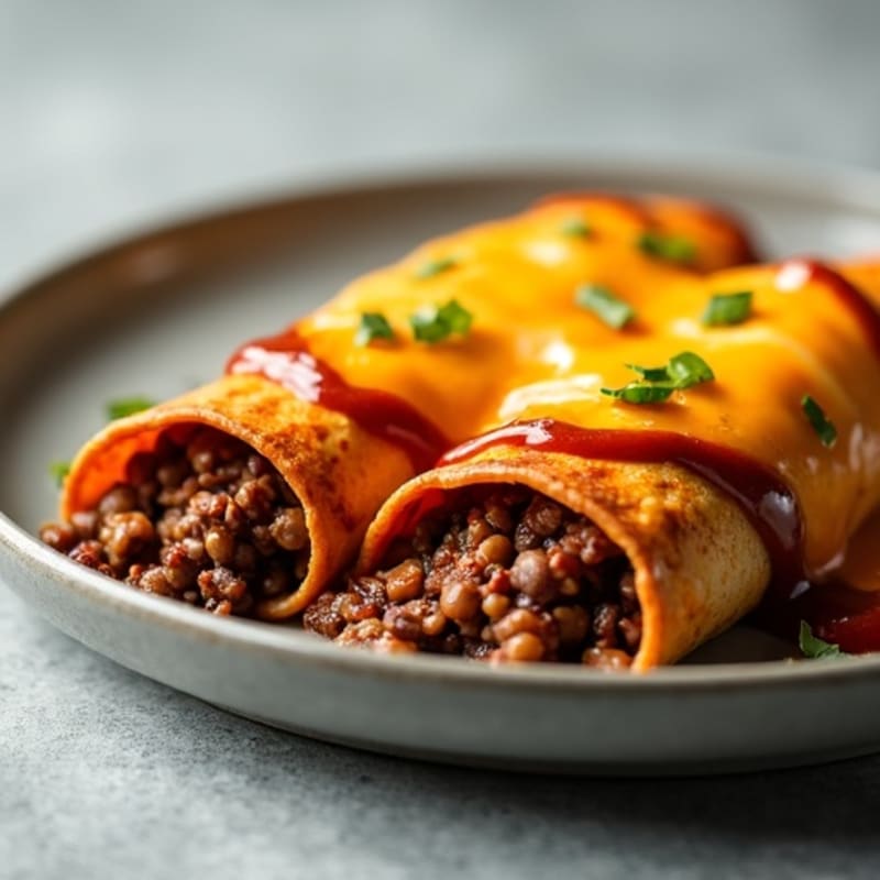 Baked Cheesy Beef and Black Bean Enchiladas