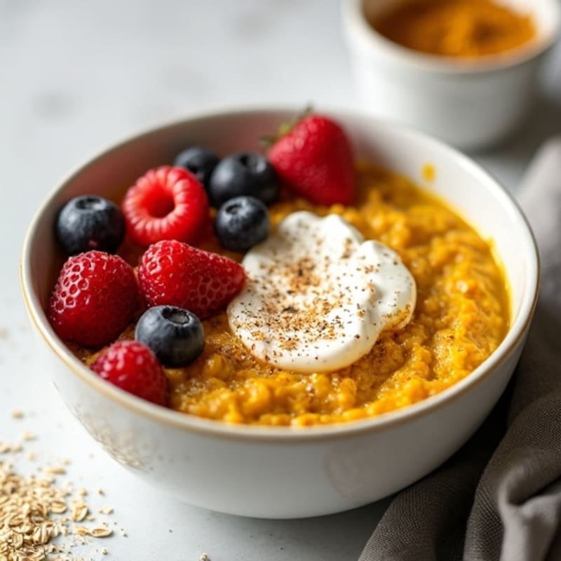 Golden Turmeric Oatmeal with Fresh Berries