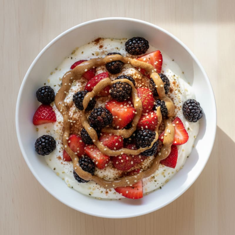 Berry Almond Butter Skyr Bowl