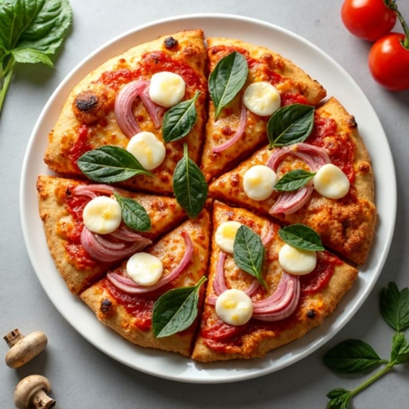 Crispy Whole Wheat Chicken and Roasted Vegetable Pizza