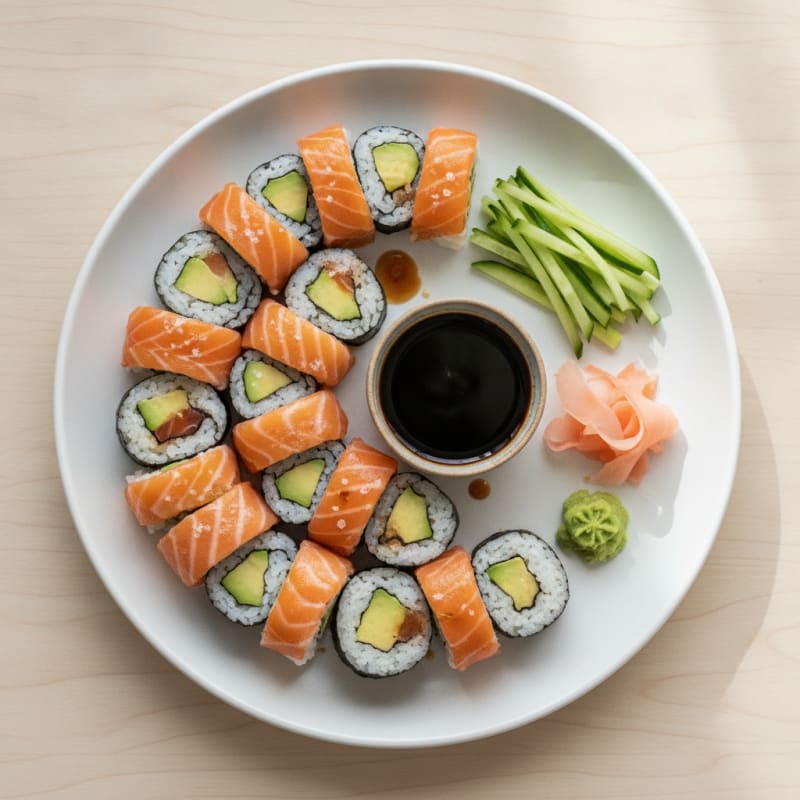 Fresh Salmon & Avocado Sushi Rolls