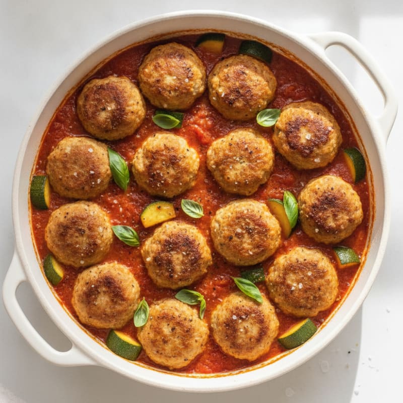 Chicken Meatball Skillet with Tomato Sauce