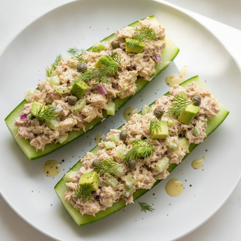 Cucumber Tuna Salad Boats