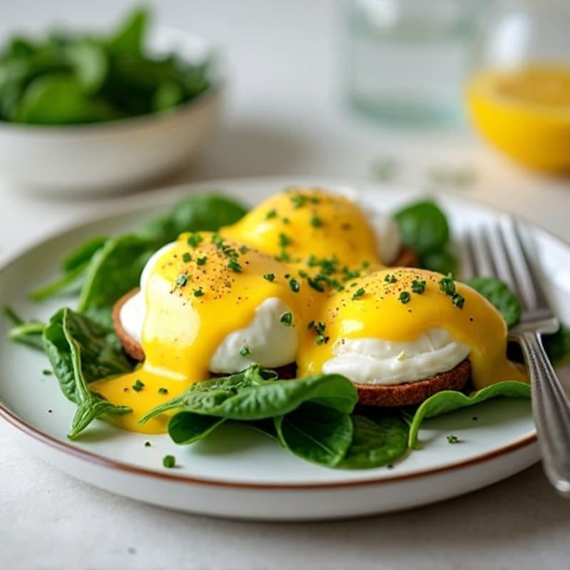 Lightened-Up Poached Eggs with Herb Hollandaise