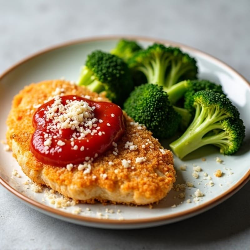 Healthy Crispy Chicken Parmesan with Roasted Broccoli