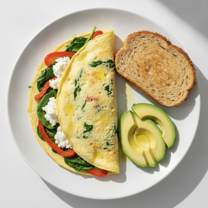 Egg White Veggie Omelette with Cottage Cheese