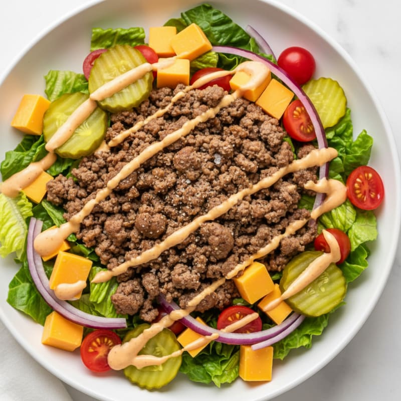 Deconstructed Cheeseburger Bowl with Special Sauce