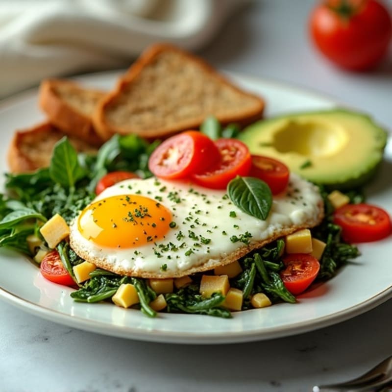 Egg White and Cottage Cheese Scramble with Spinach and Tomatoes