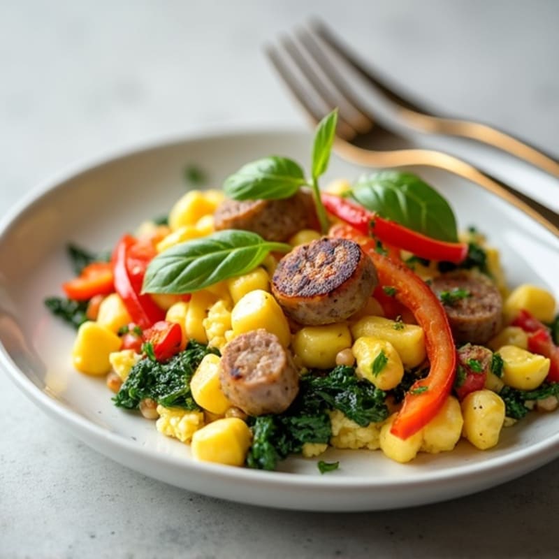 Egg White and Cottage Cheese Scramble with Turkey Sausage