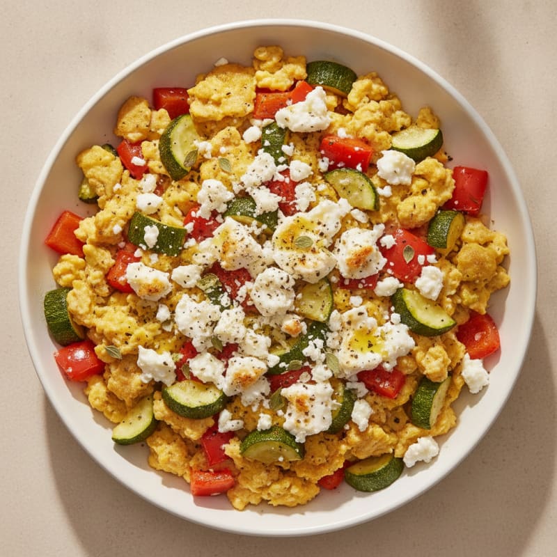 Eggs with Roasted Vegetables and Feta