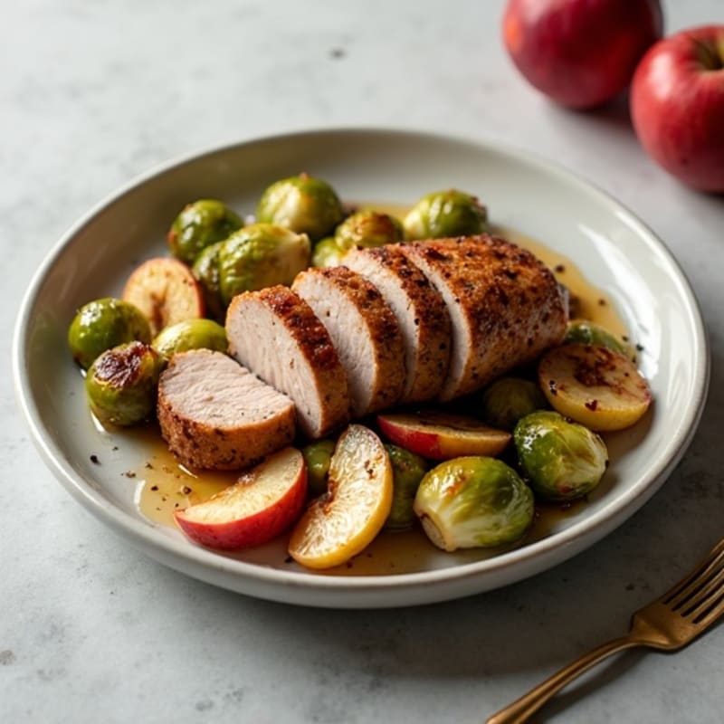Pork Tenderloin with Sautéed Apples and Roasted Brussels Sprouts