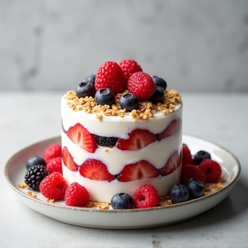 Protein Fruit Parfait with Greek Yogurt and Mixed Berries