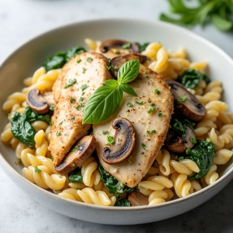 Creamy Garlic Herb Chicken Mushroom Pasta