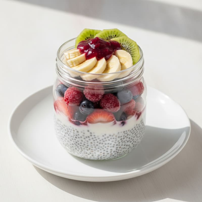 Overnight Berry Chia Greek Yogurt Jar