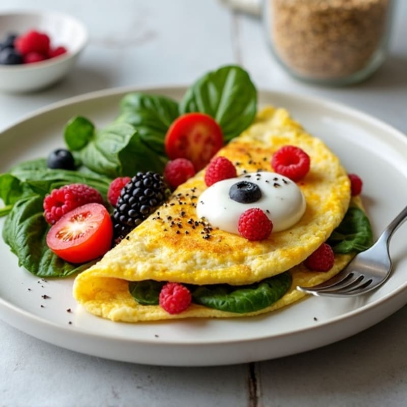 Egg White Omelette with Greek Yogurt and Berry Topping
