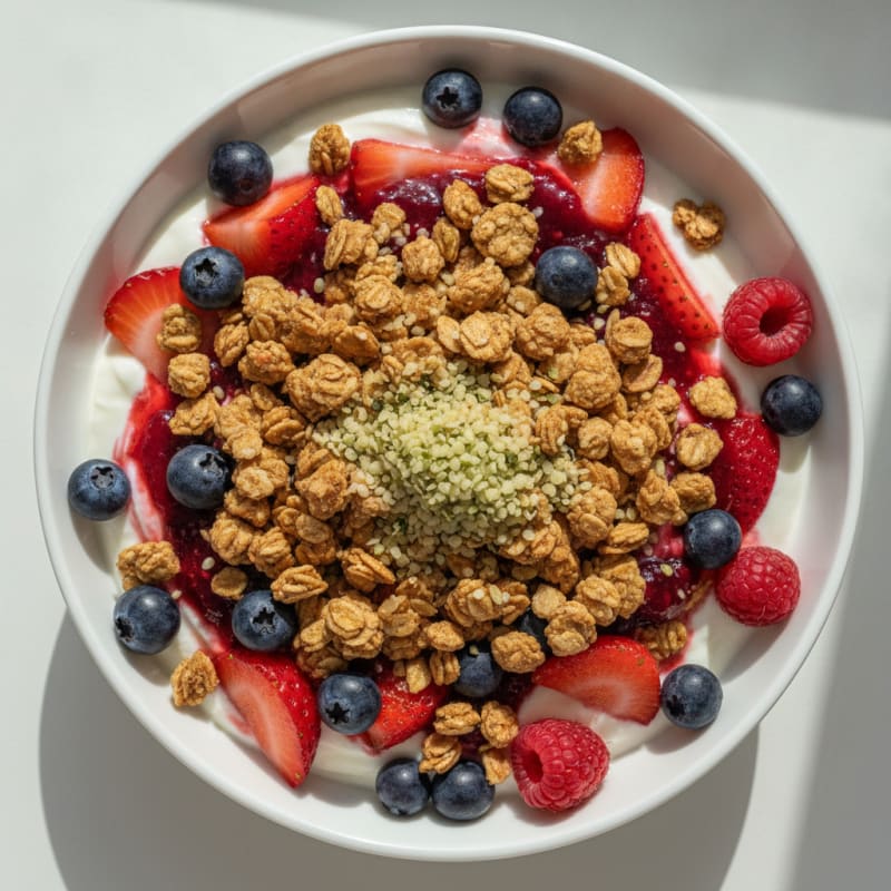 Creamy Greek Yogurt Parfait with Protein Granola and Mixed Berries