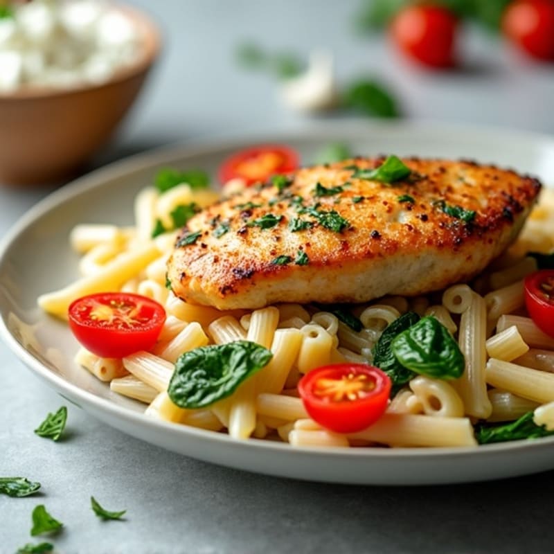 Pan-Seared Chicken with Creamy Ricotta Whole Wheat Pasta