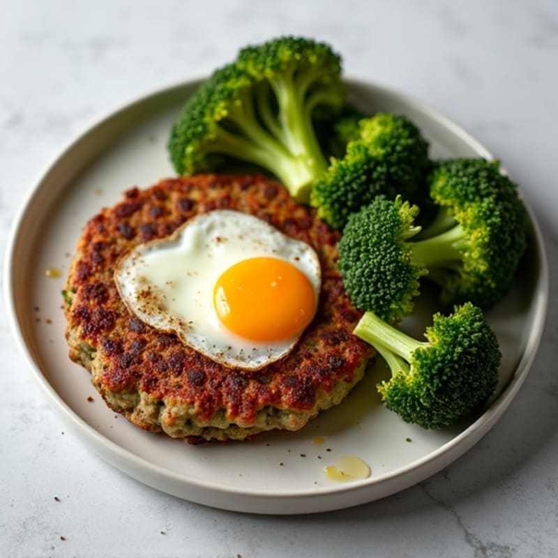 Lean Ground Beef Patties with Crispy Roasted Broccoli