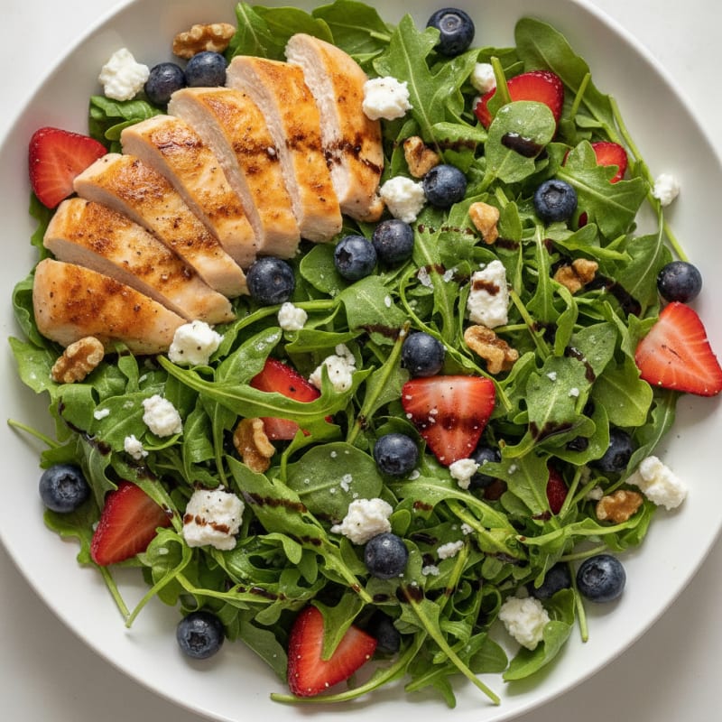 Chicken and Berry Arugula Salad with Feta