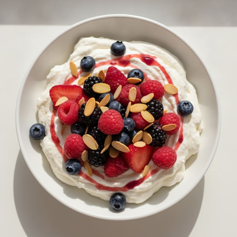 Silky Greek Yogurt Protein Mousse with Mixed Berries