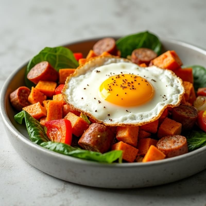 Crispy Sweet Potato and Turkey Sausage Hash