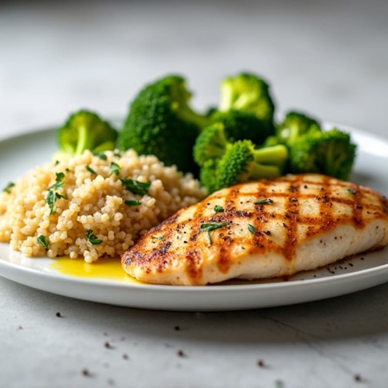 Grilled Chicken Breast with Quinoa and Steamed Broccoli