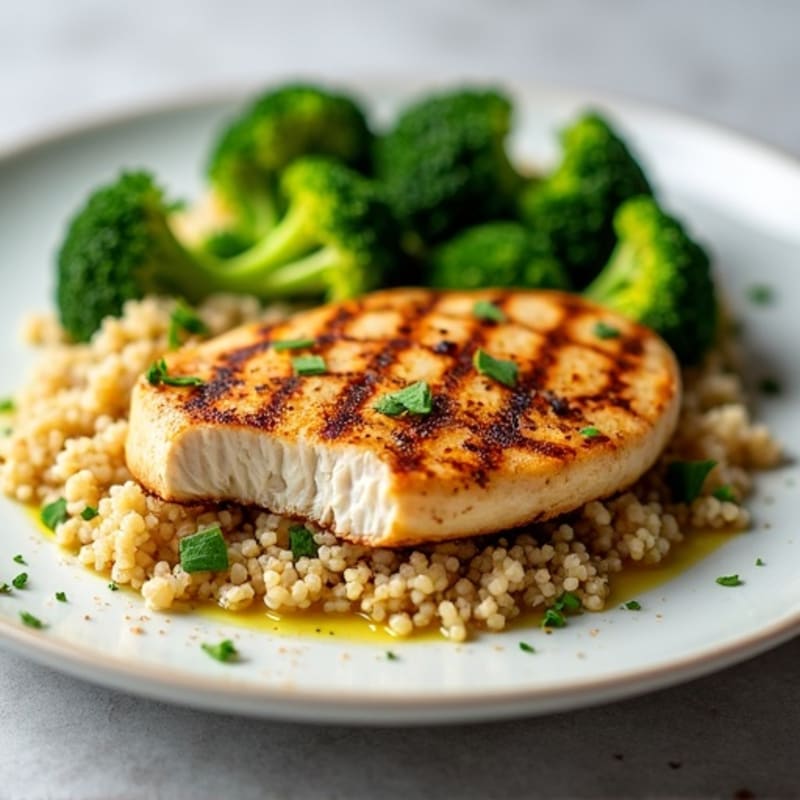 Grilled Chicken Breast with Quinoa and Steamed Broccoli