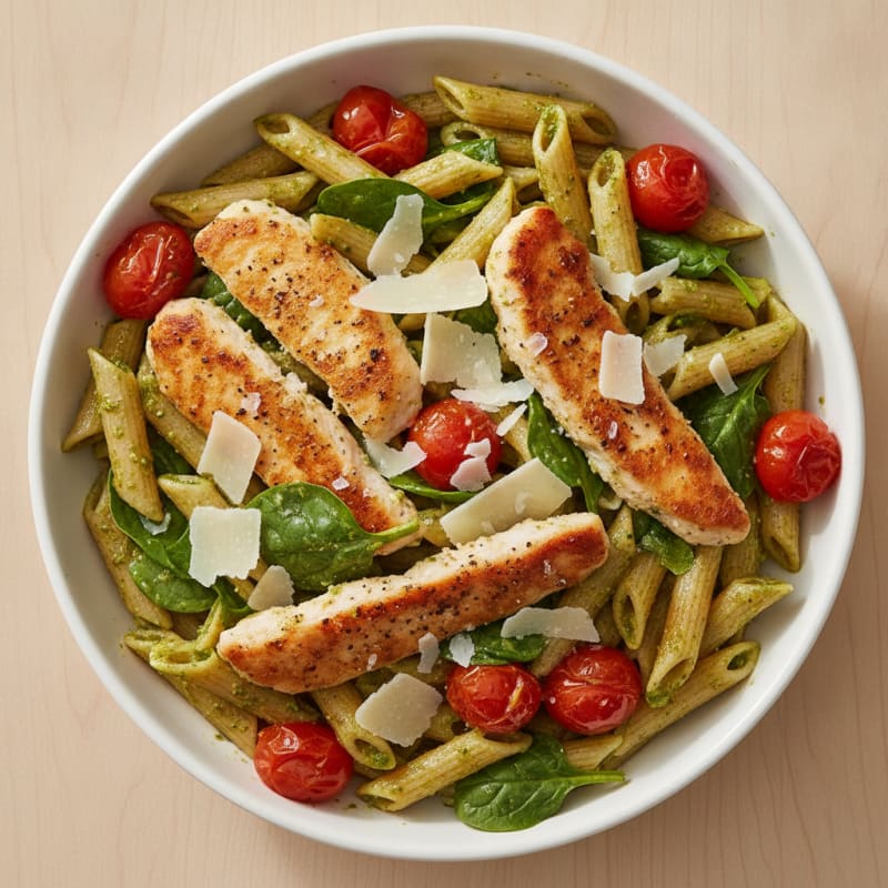 Chicken Pesto Pasta with Roasted Tomatoes